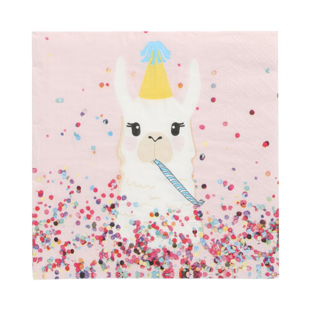Papstar Servietten, 3-lagig 1/4-Falz 33 cm x 33 cm "Llama Party"
