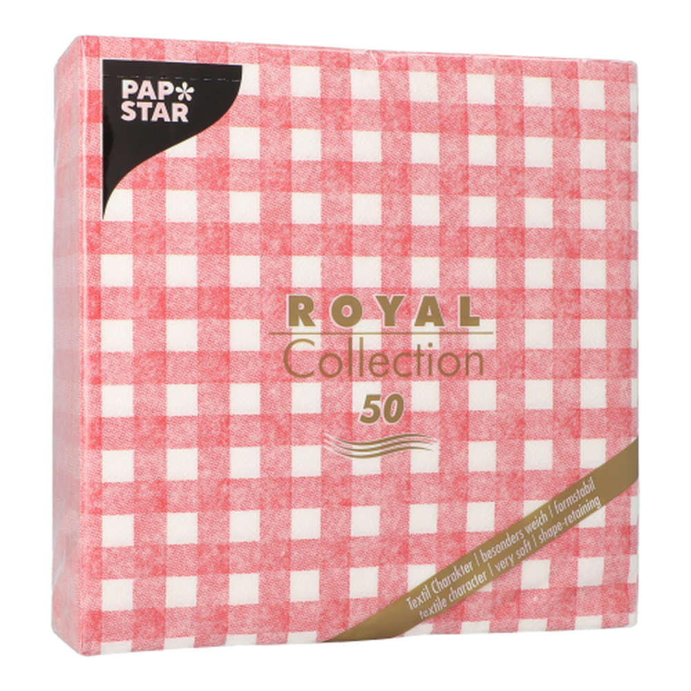 Papstar Servietten "ROYAL Collection" 1/4-Falz 40 cm x 40 cm rot "Vichy Karo"