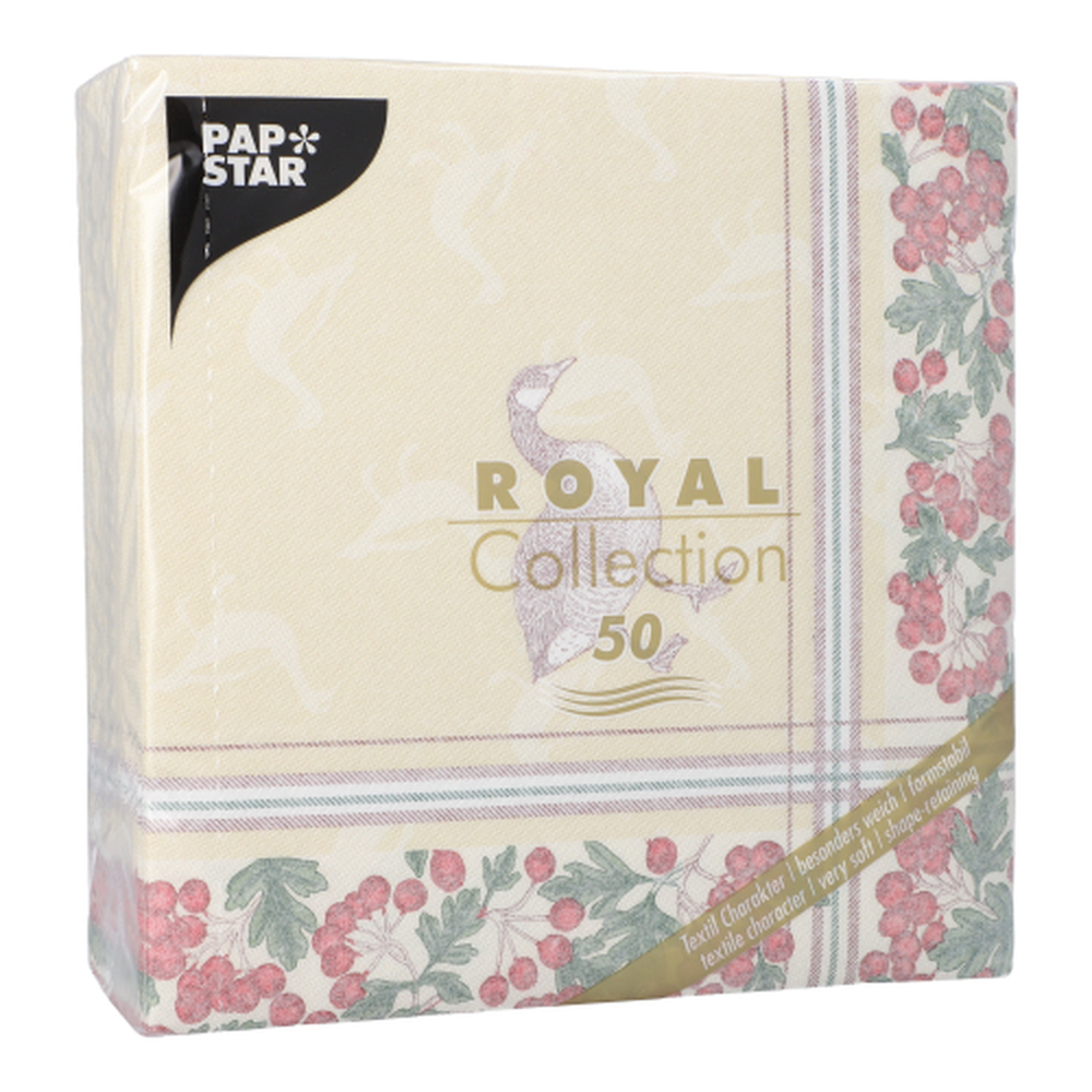 Papstar Servietten "ROYAL Collection" 1/4-Falz 40 cm x 40 cm "Goose"
