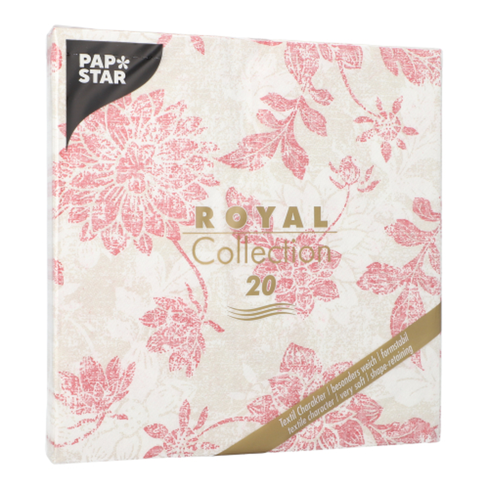 Papstar Servietten "ROYAL Collection" 1/4-Falz 40 cm x 40 cm bordeaux "Flowers"