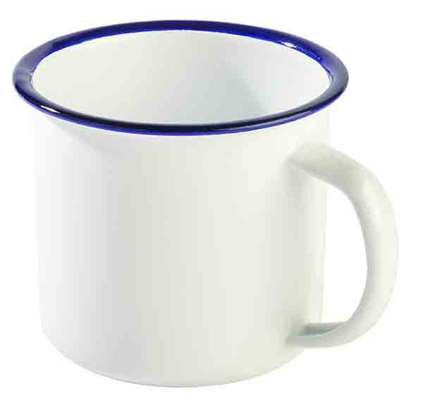 APS Henkelbecher -ENAMELWARE- Ø 9 cm, H: 8 cm, 0,35 Liter , emailiertes Stahlble