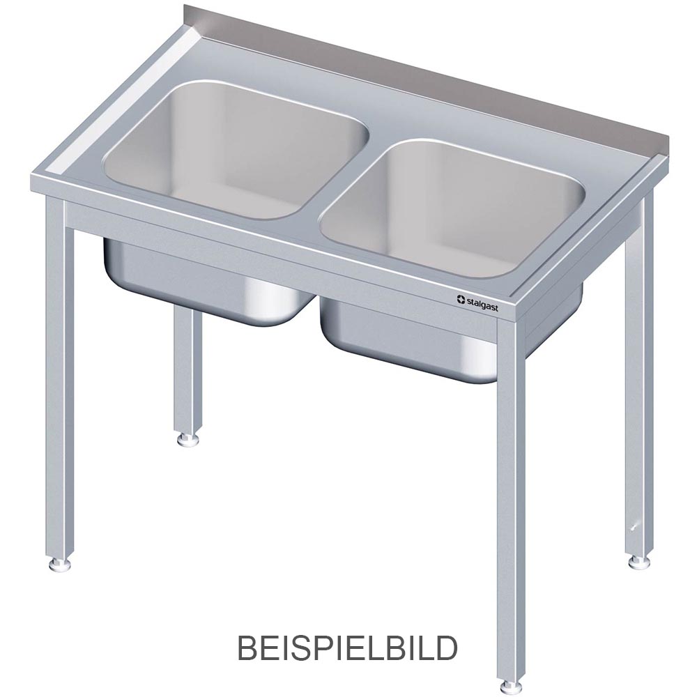 Stalgast Spültisch ohne Grundboden 1200x700x850 mm, mit zwei Becken links, mit A