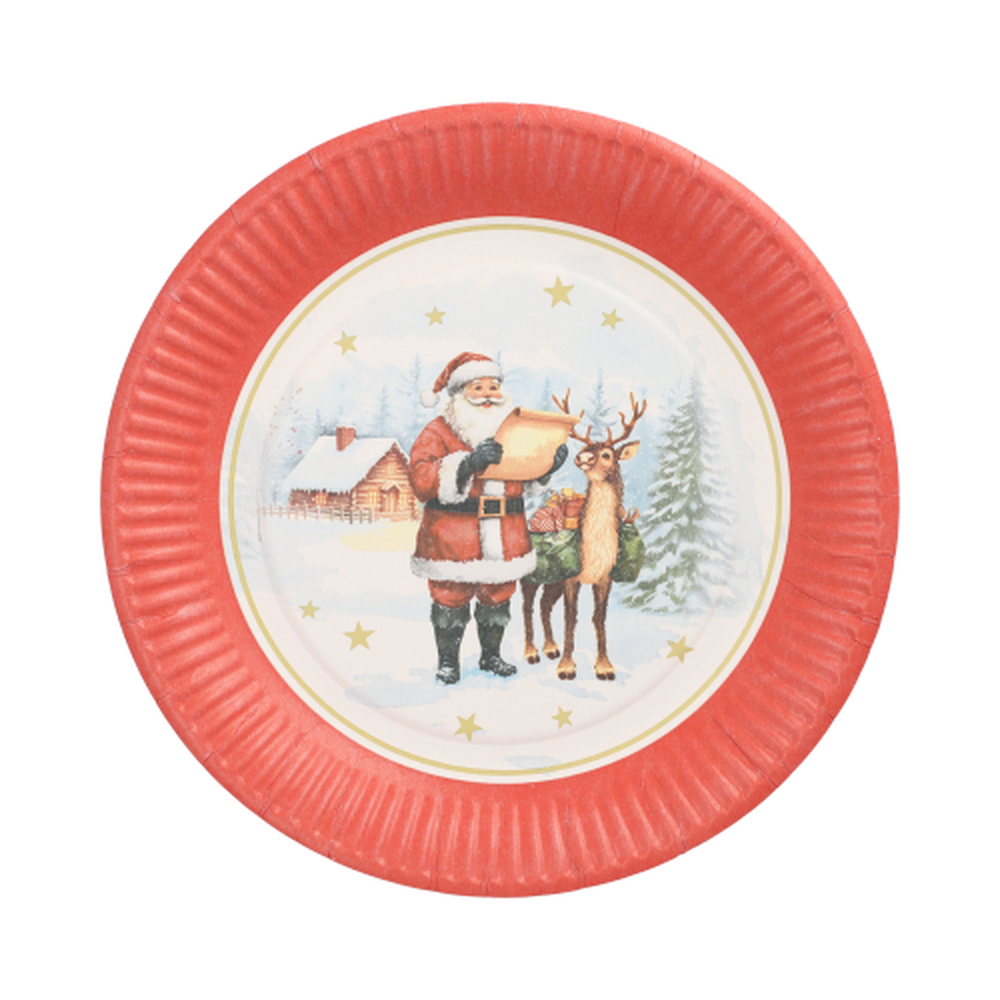 Papstar Teller, Pappe rund Ø 23 cm "Dear Santa"