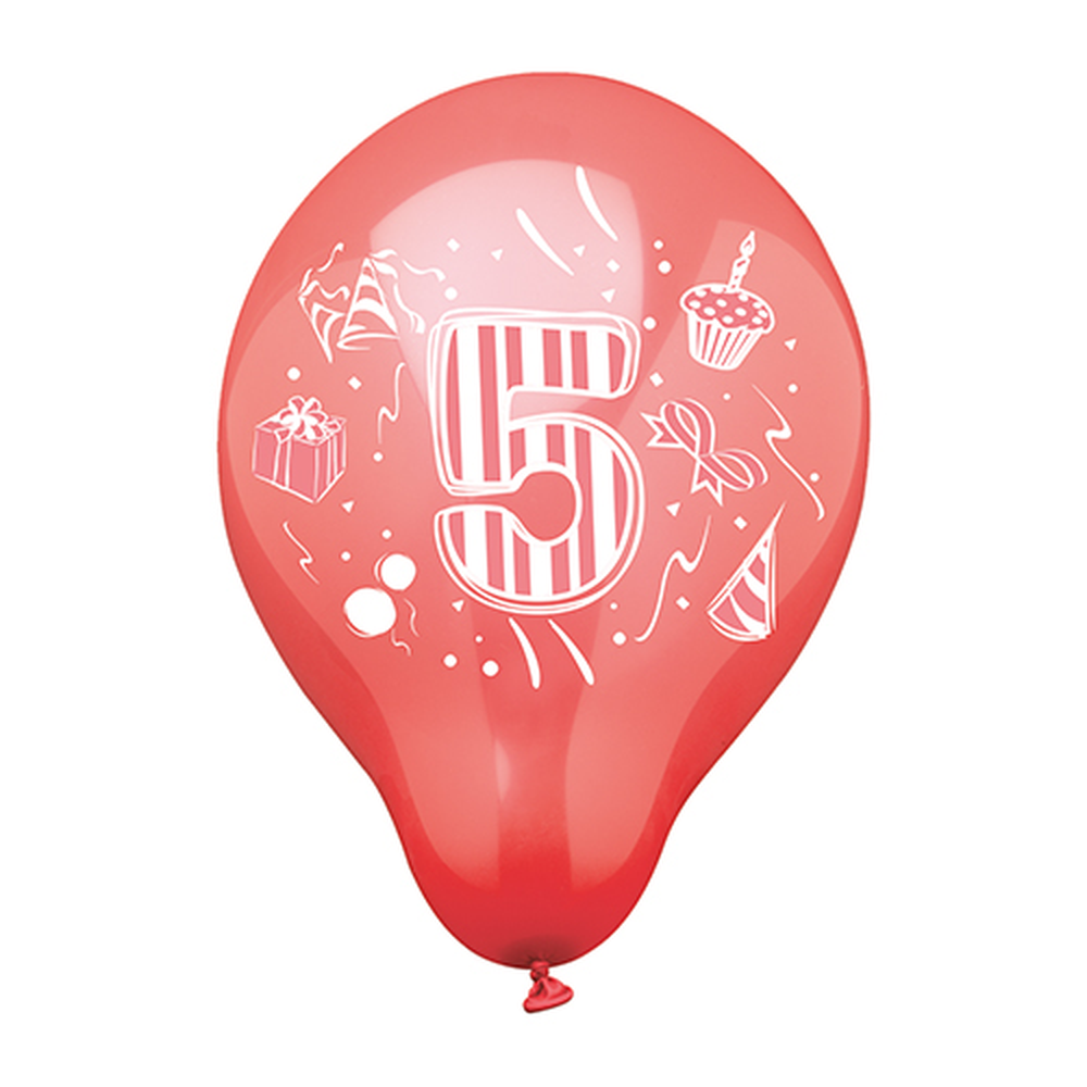 Papstar Zahlenluftballons Ø 25 cm farbig sortiert "5"