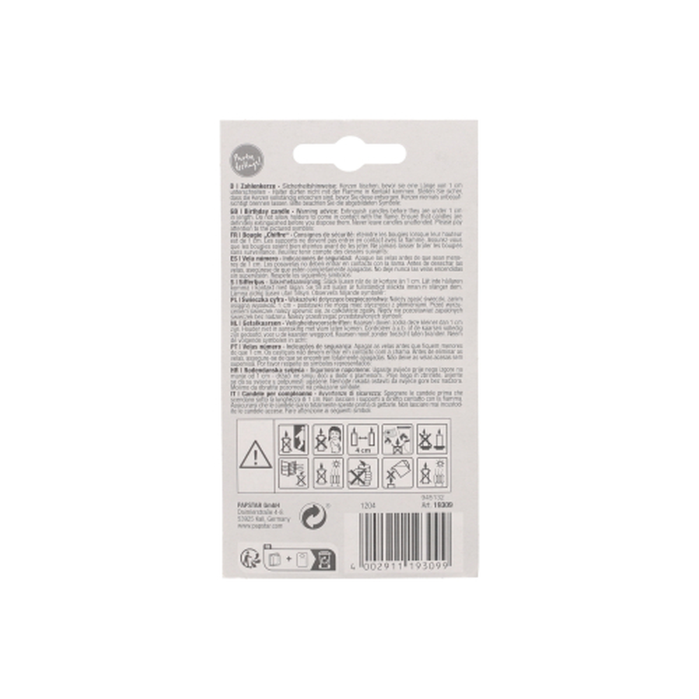 Papstar Zahlenkerze 7,3 cm weiss "9" mit rotem Rand