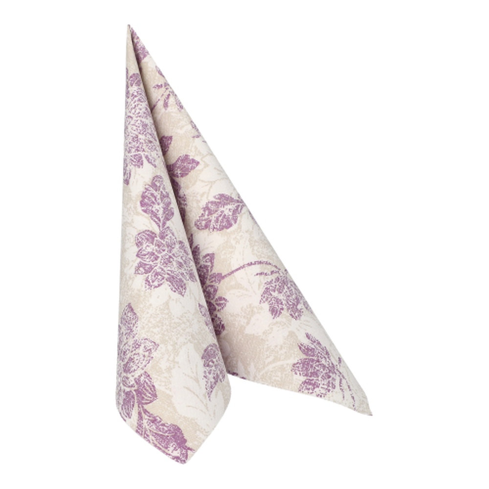 Papstar Servietten "ROYAL Collection" 1/4-Falz 40 cm x 40 cm lila "Flowers"