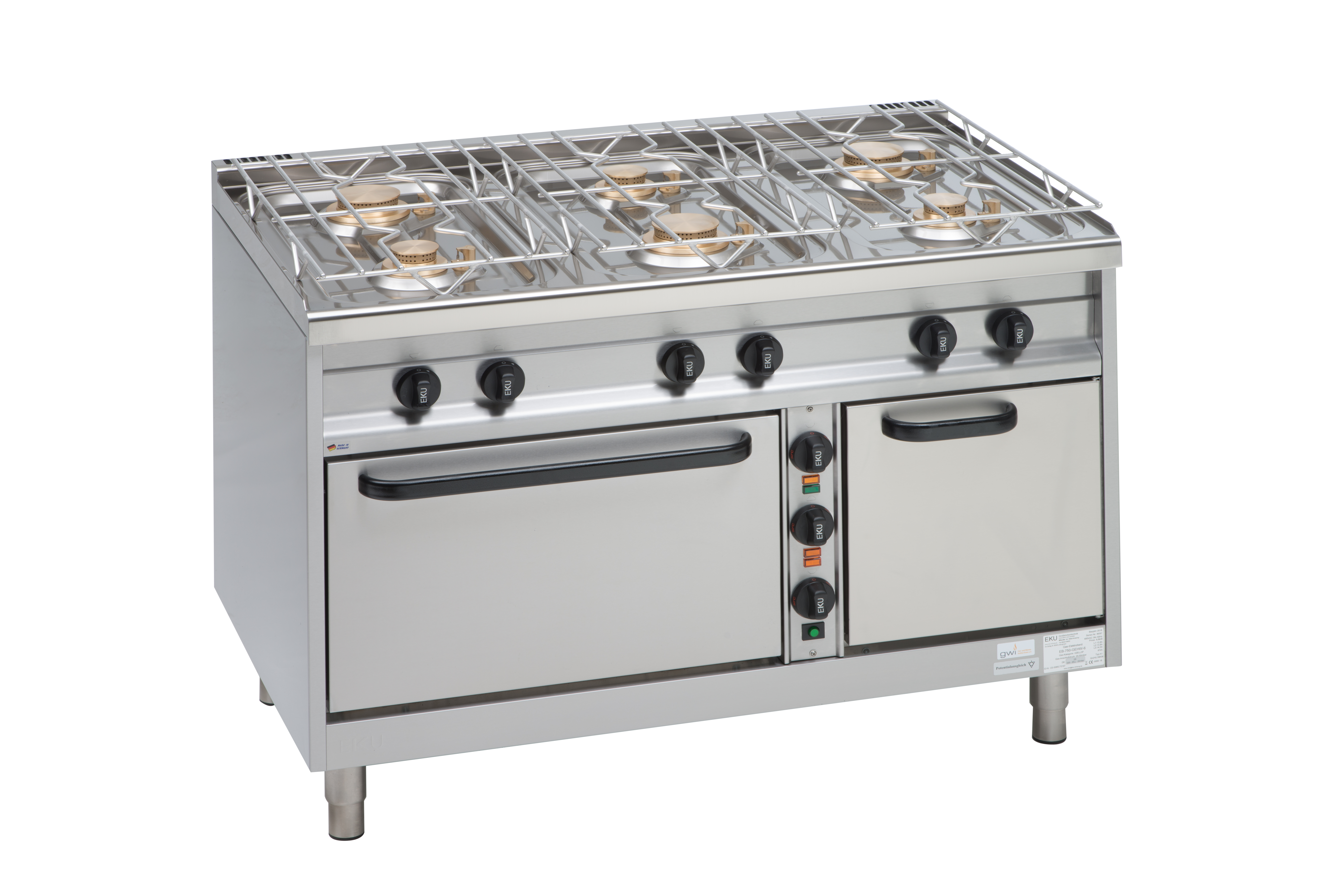 EKU Gasherd POWERBURNER 8 Kochstellen Elektro-Backofen 