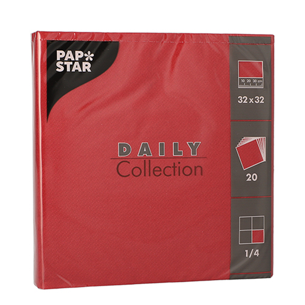Papstar Servietten "DAILY Collection" 1/4-Falz 32 cm x 32 cm bordeaux