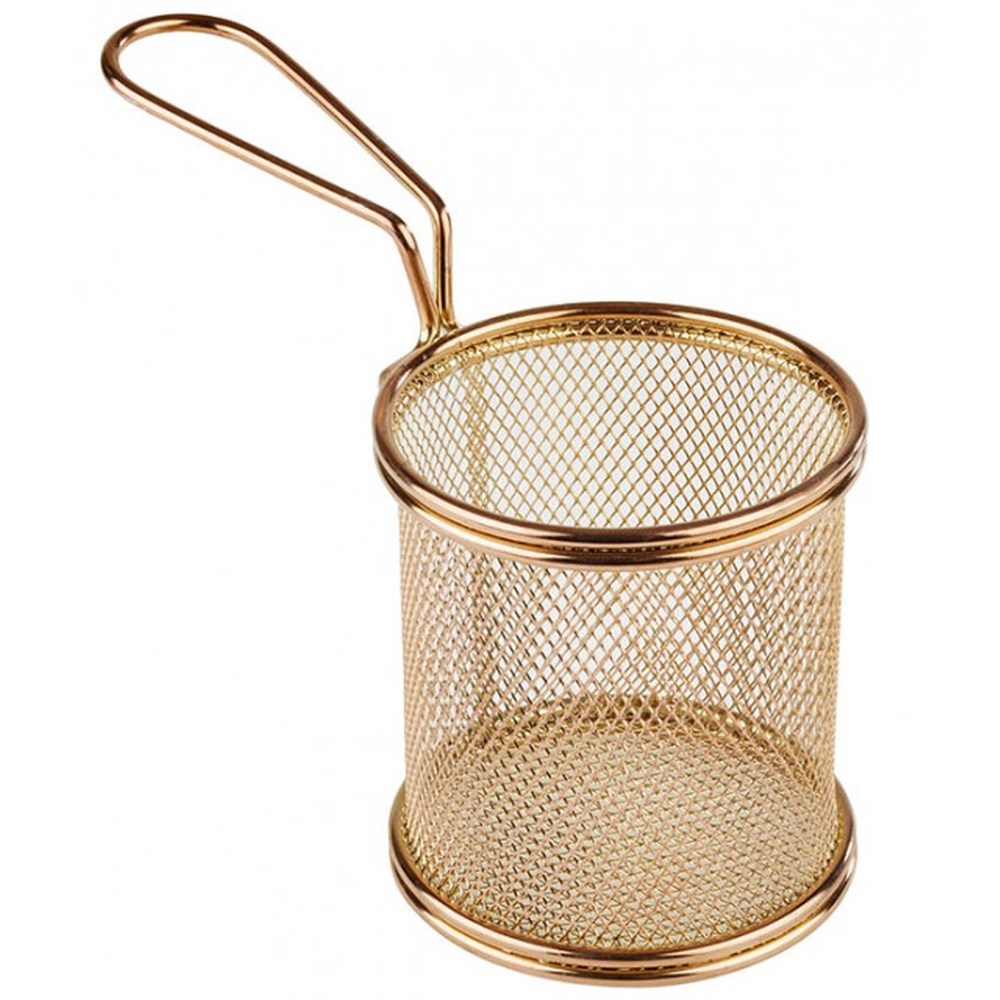 APS Servier-Frittierkorb Ø 9 cm, H: 8,5 cm, Griff 9 cm , Edelstahl, Gold-Look