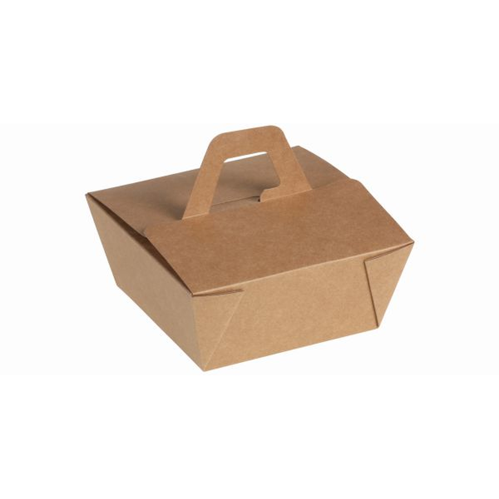 Pacovis Take away box m.Henkel, Kraft/, PLA, 150/120x150/