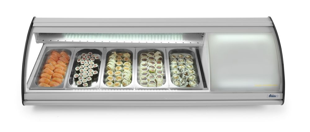 Hendi Sushi-Display 5x GN 1/3, Arktic, 230V/160W, 1307x445x(H)327mm