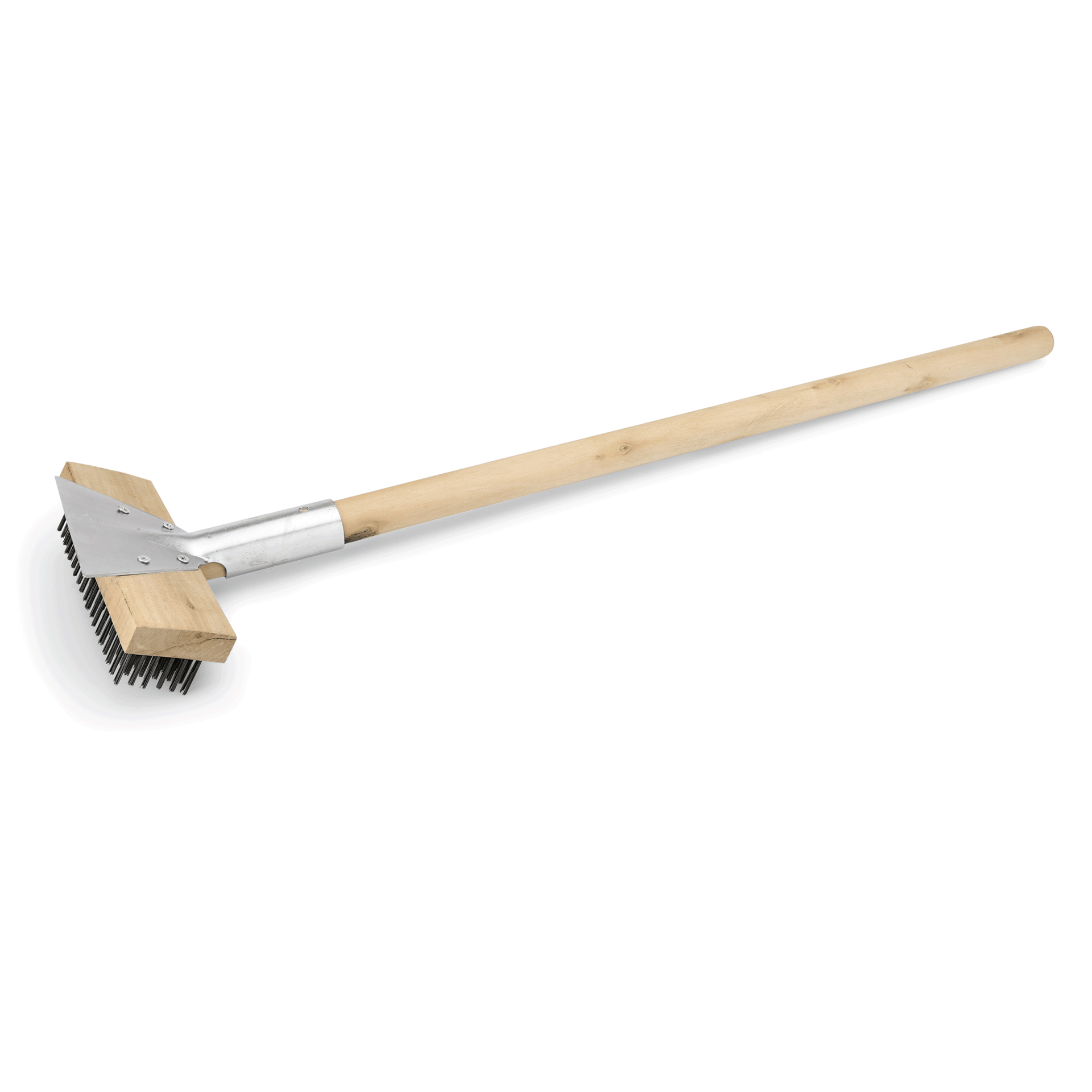 WAS Reinigungsbürste mit Schaber, 75 cm, mit Stahlborsten 2,5 cm, Holz, Stahl