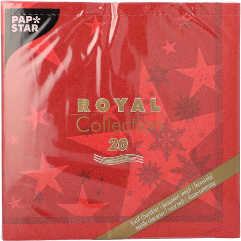 PAPSTAR Servietten ROYAL Collection 1/4-Falz 40 cm x 40 cm rot Stars and 