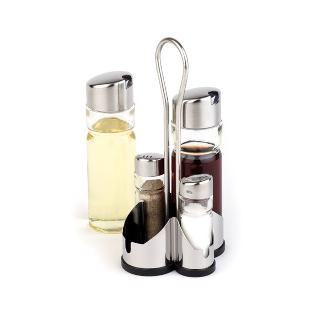 APS 4-tlg. Menage -Economic- 11 x 10,5 cm, H: 22 cm , Edelstahl, Glas, PP, ABS