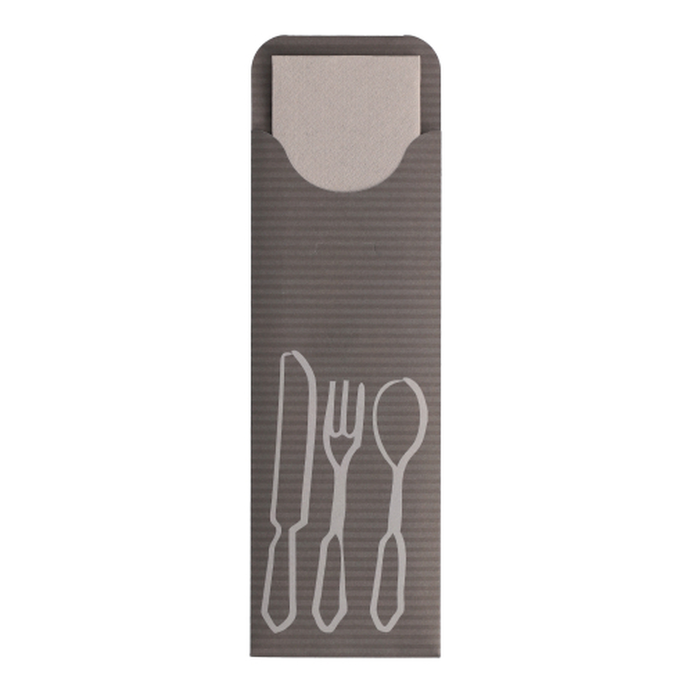 Papstar Bestecktaschen 23,5 cm x 7,3 cm anthrazit inkl. farbiger Serviette