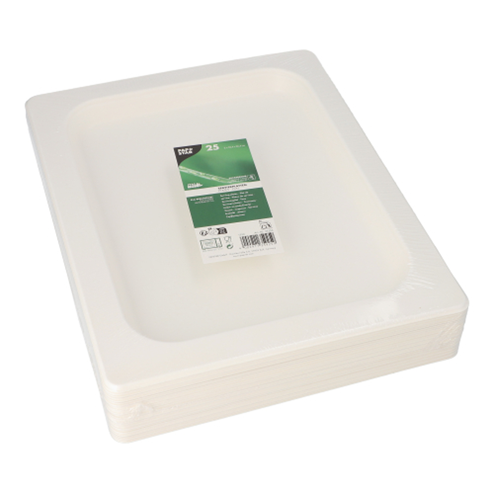 Papstar Servierplatten, Zuckerrohr GN 1/2 2 cm x 32,4 cm x 26,4 cm weiss