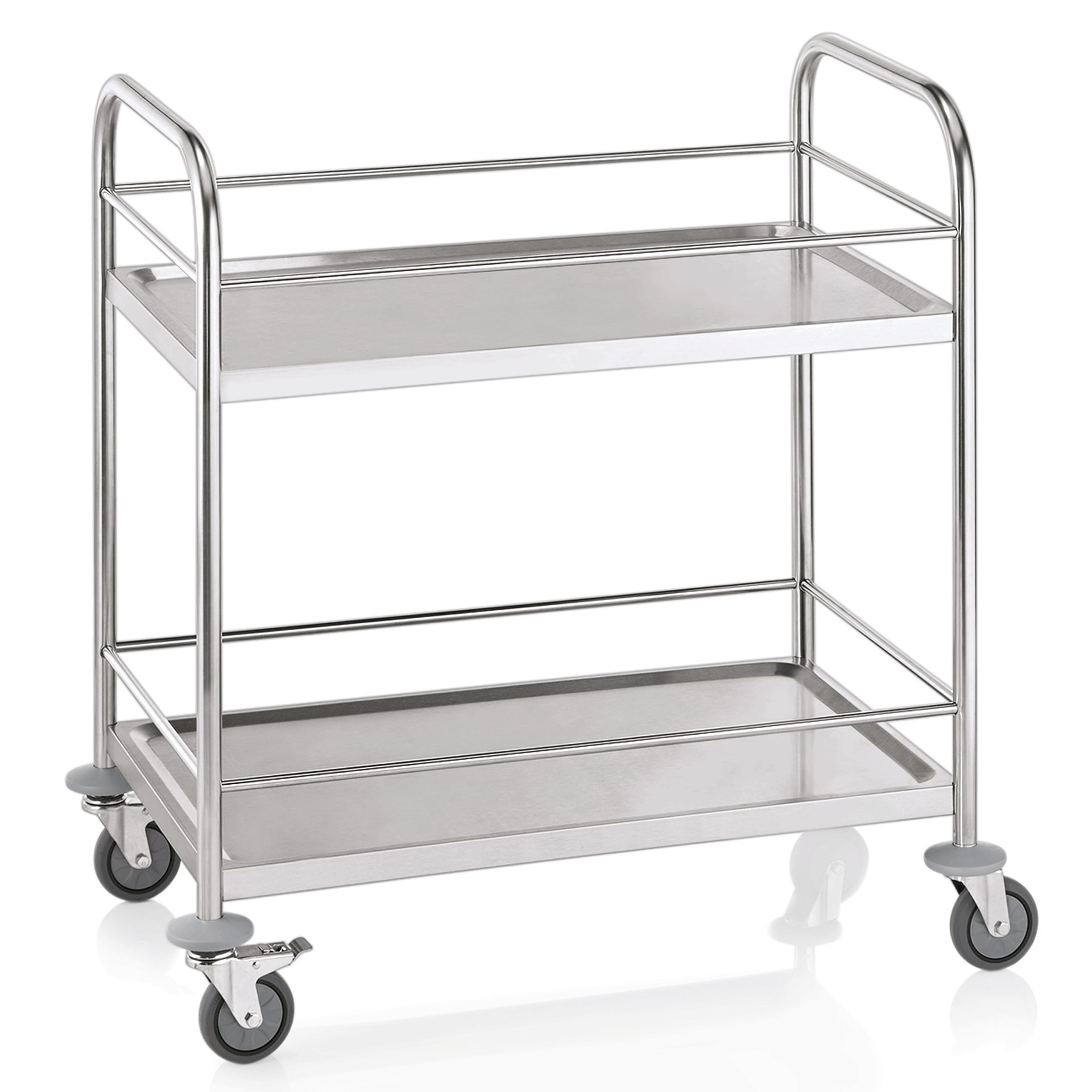 WAS Servierwagen CARGO mit Reling, 2 Borden, 85 x 53 x 95 cm, Edelstahl