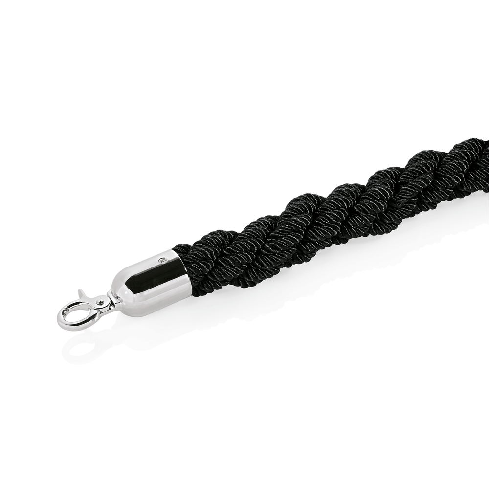 WAS Verbindungskordel, Ø 38 mm, 1,5 m, schwarz, mit verchromten Beschlägen - 