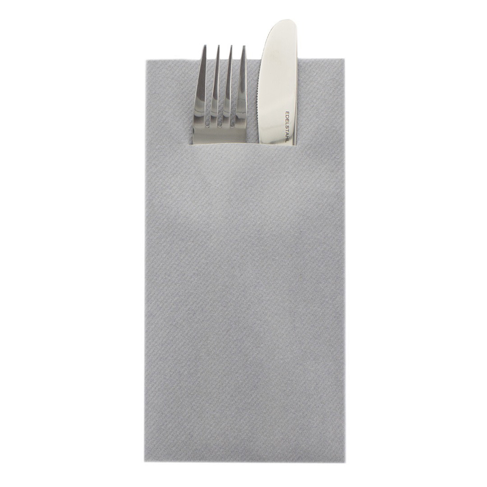 Mank Pocket-Napkins Basic grau 40 x 40 cm 1/8 Falz