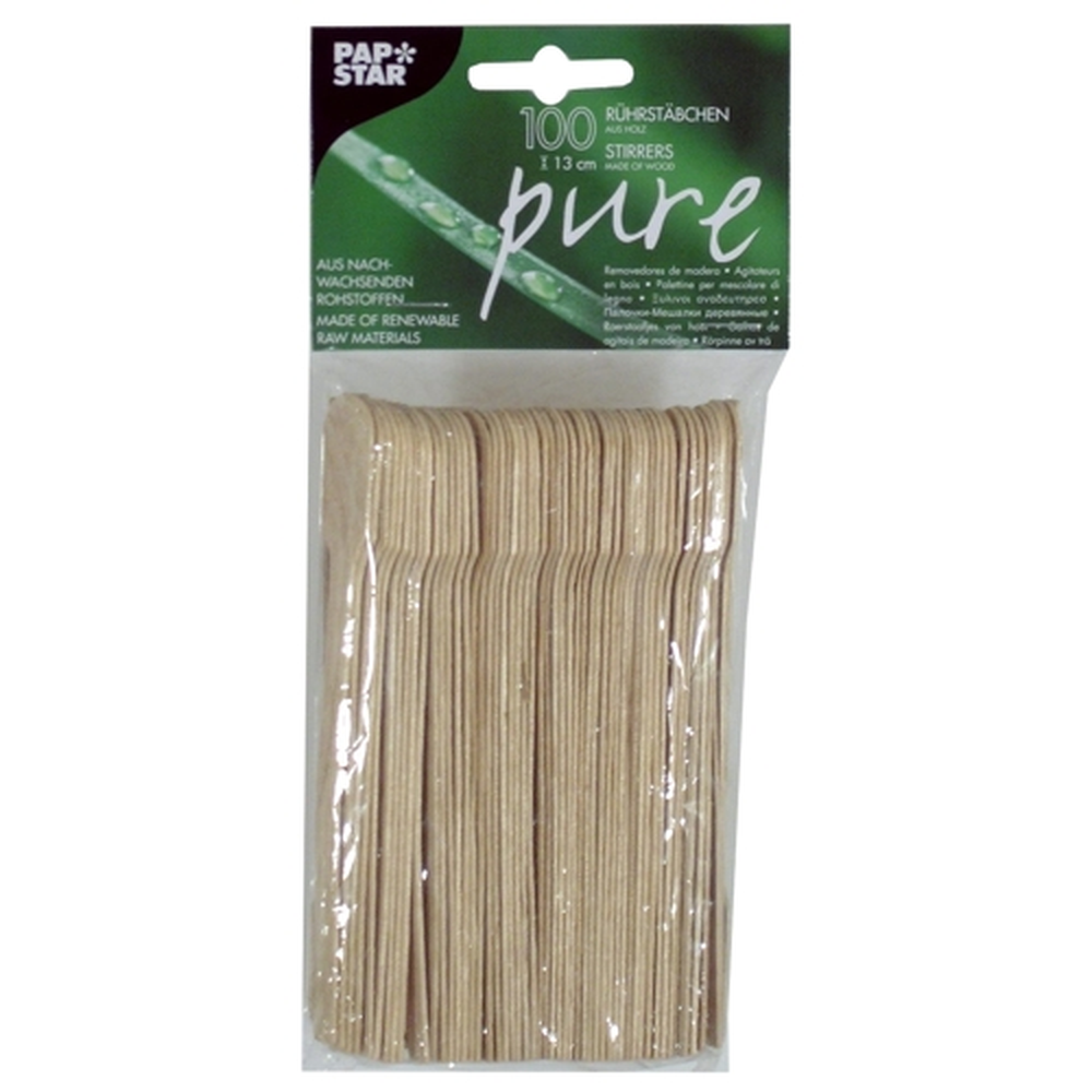 Papstar Rührstäbchen, Holz "pure" 13 cm