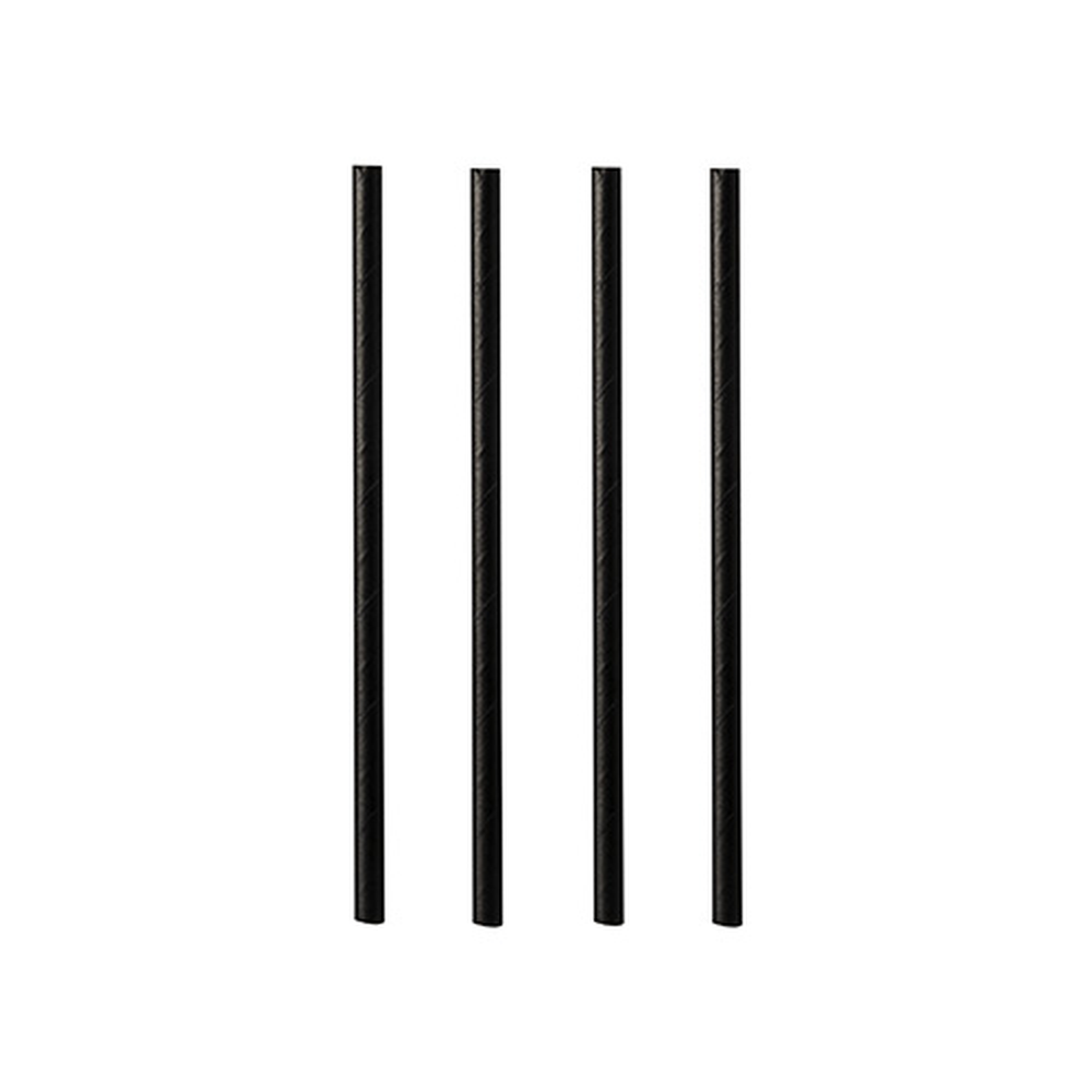 Papstar Cocktail Trinkhalme, Papier Ø 7 mm · 15 cm schwarz