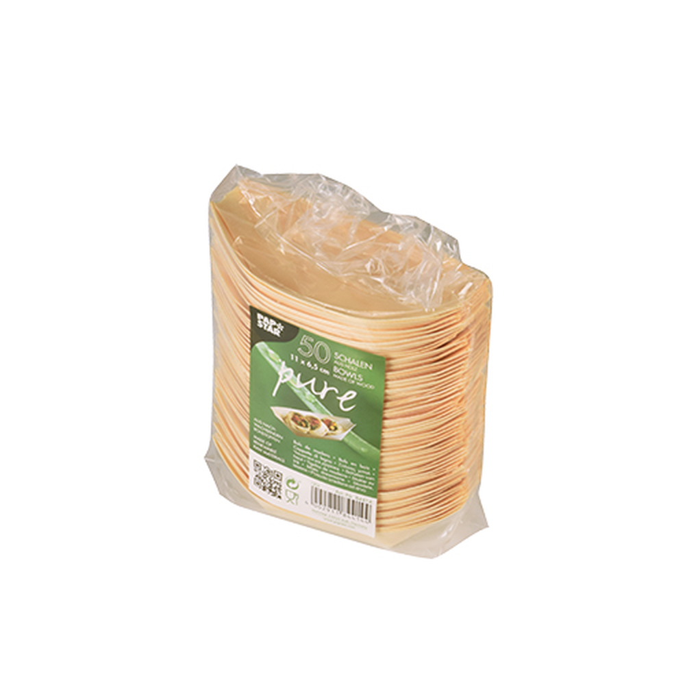 Papstar Fingerfood - Schalen, Holz "pure" 11 cm x 6,5 cm "Schiffchen"