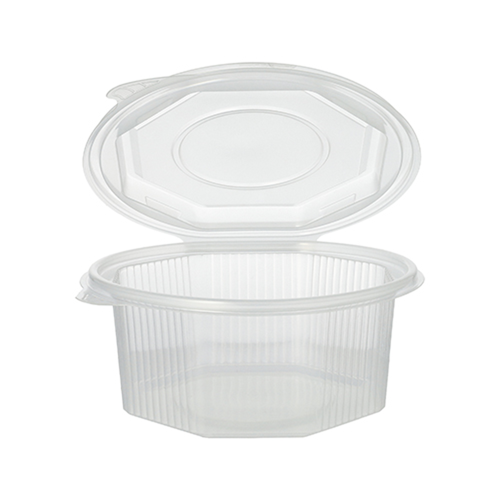 PAPSTAR Verpackungsbecher mit Klappdeckeln, PP 8-eckig 750 ml 6,1 cm x 13 cm