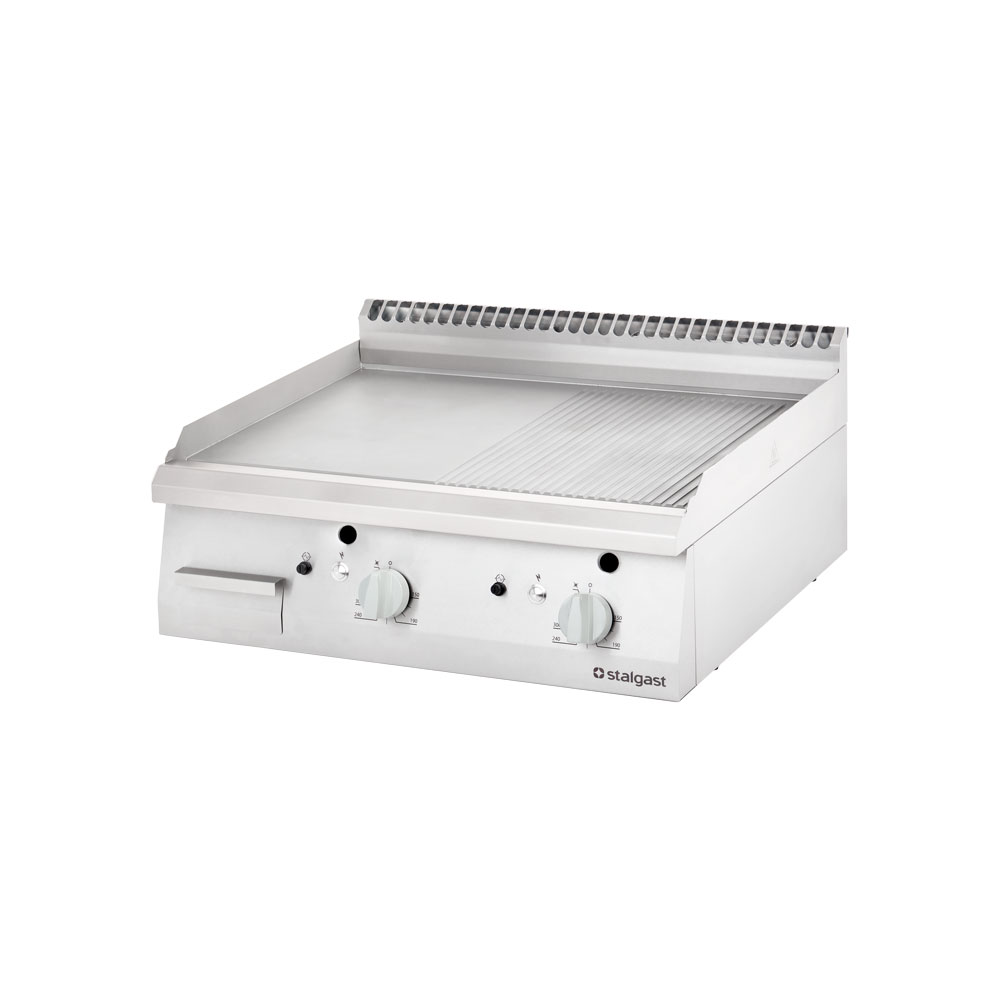 Stalgast Gas-Griddleplatte als Tischgerät, 800x700 mm, gerillte Grillfläche, Ser