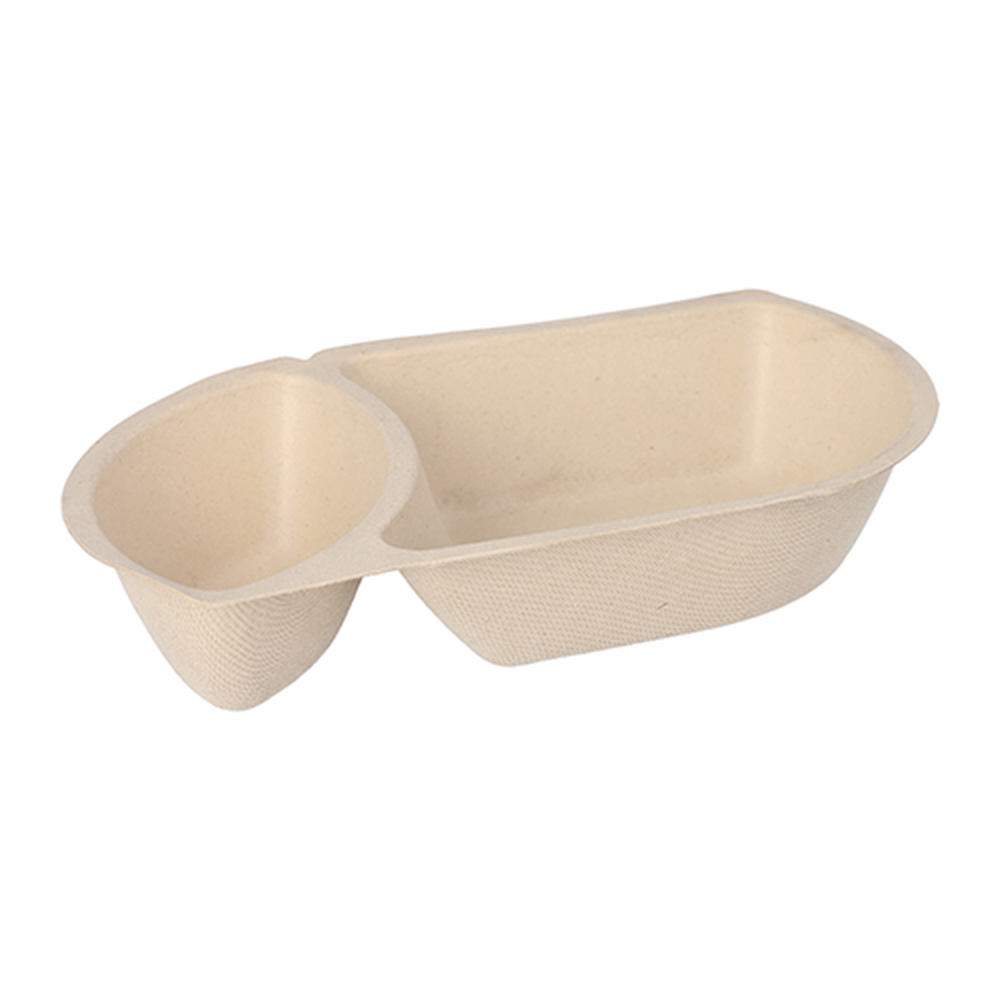 Papstar Snacktrays Zuckerrohr 2-geteilt 3,6 cm x 11 cm x 19,4 cm natur