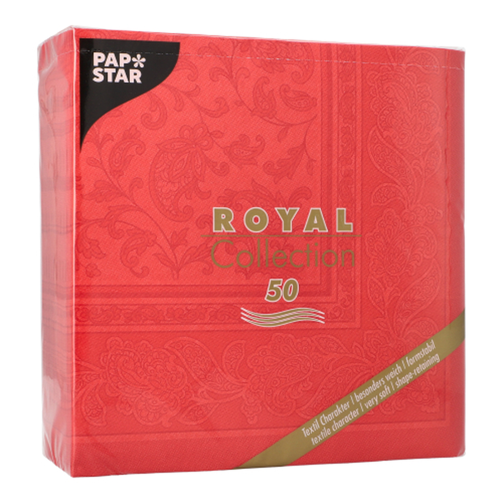 Papstar Servietten "ROYAL Collection" 1/4-Falz 40 cm x 40 cm rot "Ornaments"