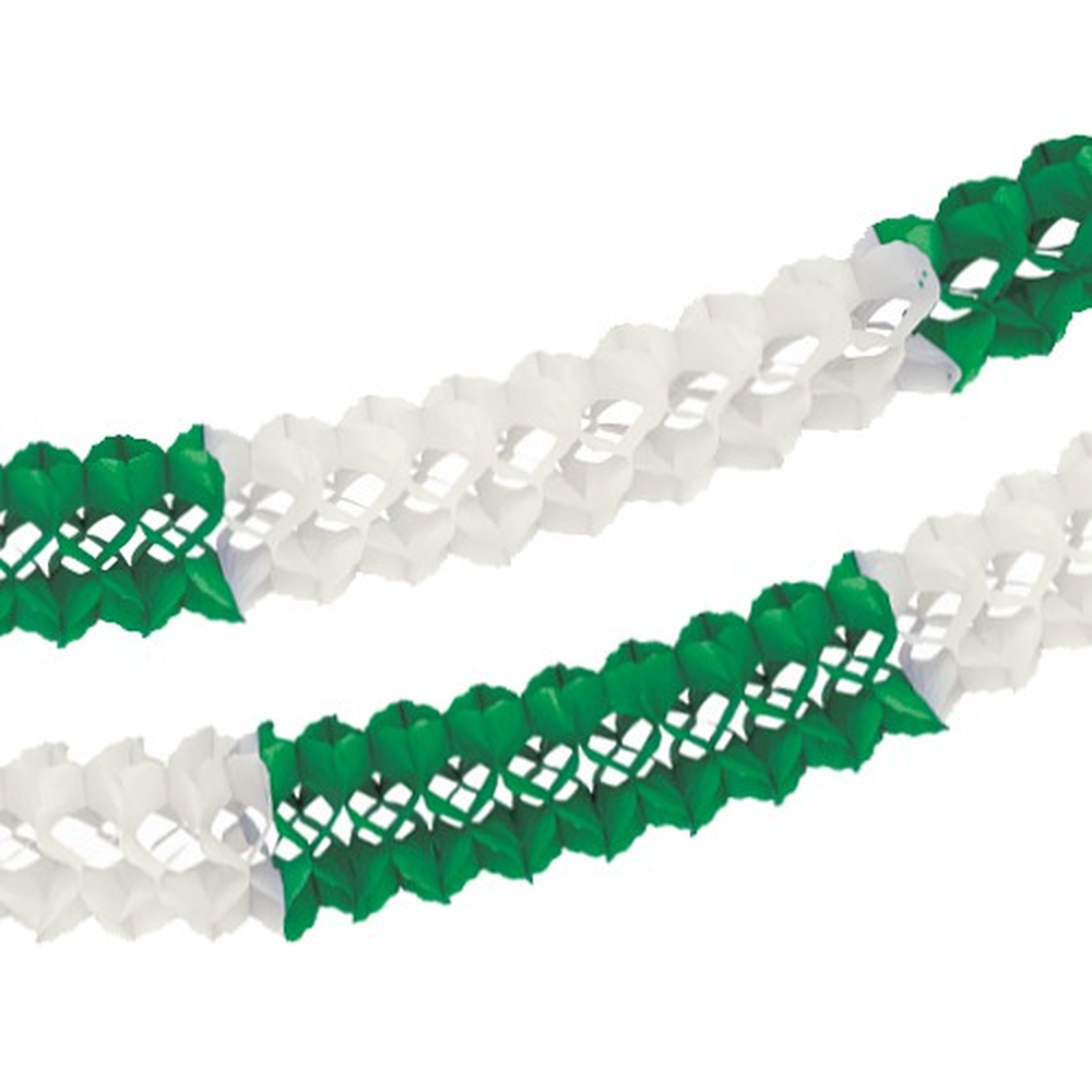 Papstar Großraumgirlande, Papier Ø 16 cm · 10 m grün/weiss schwer entflammbar