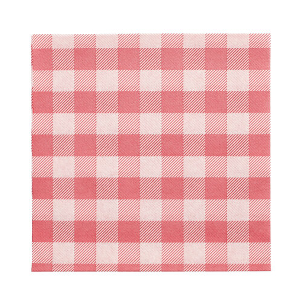Papstar Servietten, 1-lagig 1/4-Falz 33 cm x 33 cm rot/weiss "Vichy Karo"