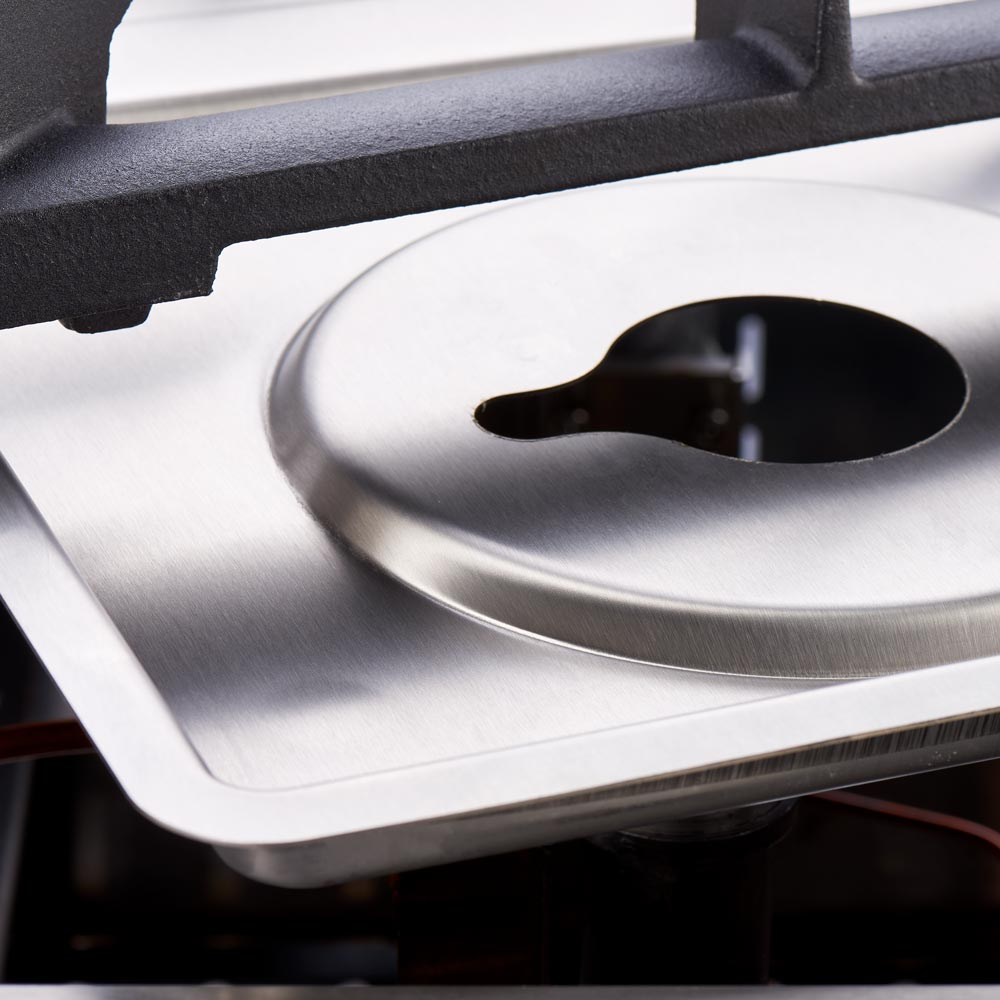 Stalgast Gasherd mit 4 Brennern (3,5x+5+2x7) und Elektro-Umluft-Backofen GN1/1, 