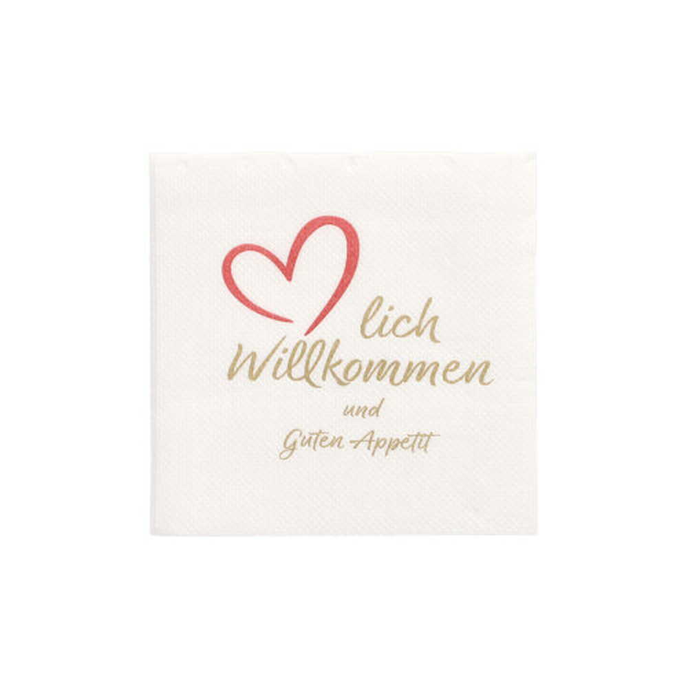 PAPSTAR Servietten, 2-lagig PUNTO 1/4-Falz 20 cm x 20 cm weiss Herzlich W