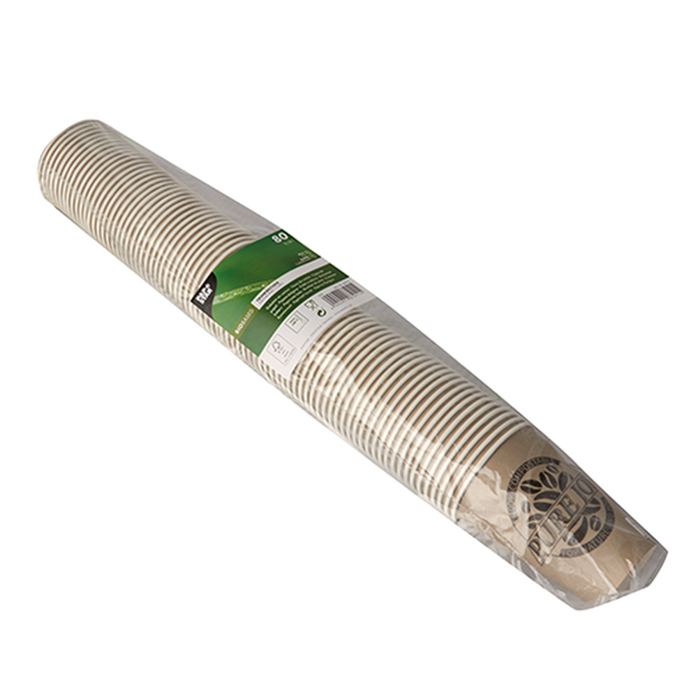 Papstar Automatenbecher, Pappe 0,18 l Ø 7 cm · 9,2 cm taupe "Pure Joy"