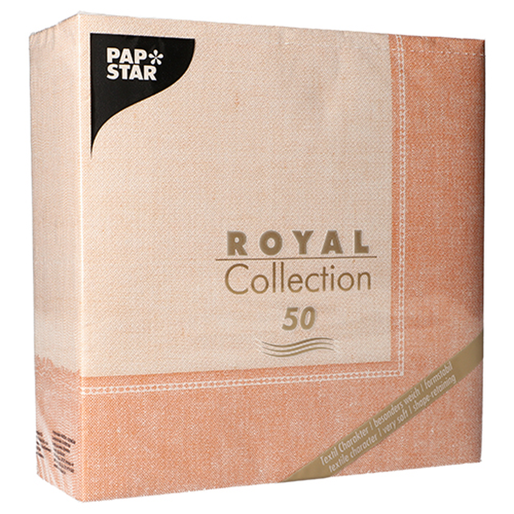 Papstar Servietten "ROYAL Collection" 1/4-Falz 40 cm x 40 cm terracotta "Linum"