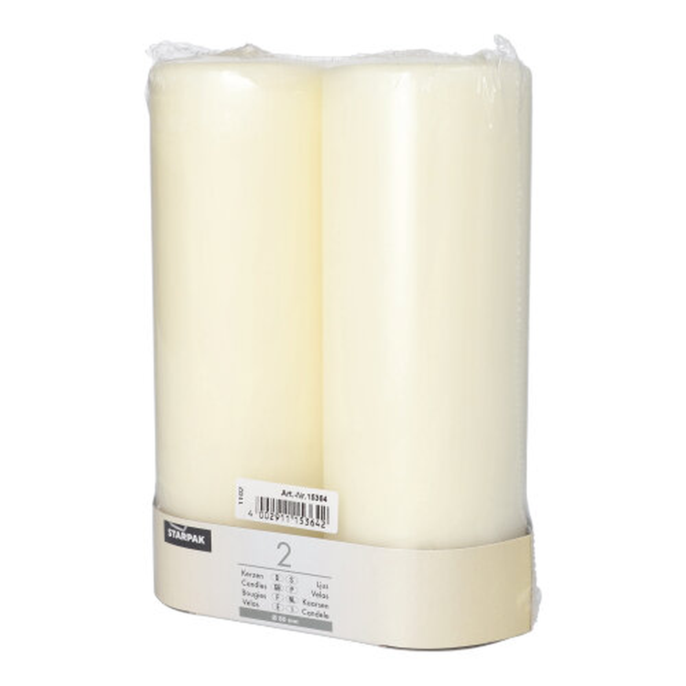 Papstar Stumpenkerzen Ø 80 mm · 220 mm elfenbein "Ivory" mit Flachkopf