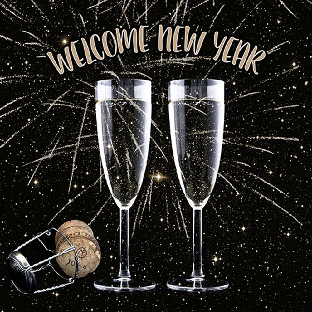Papstar Servietten, 3-lagig 1/4-Falz 33 cm x 33 cm "Welcome New Year"