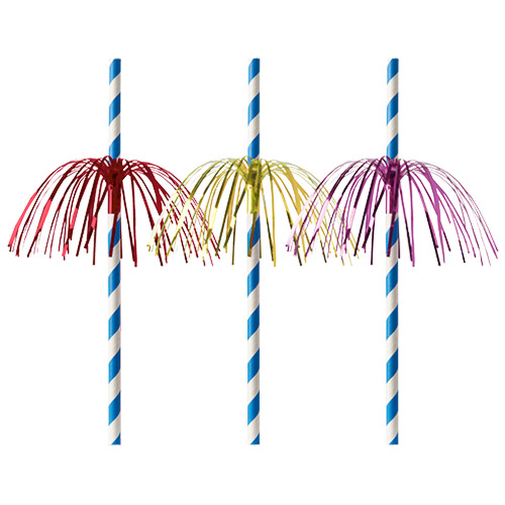 Papstar Trinkhalme, Papier Ø 6 mm · 20 cm blau/weiss "Fireworks"