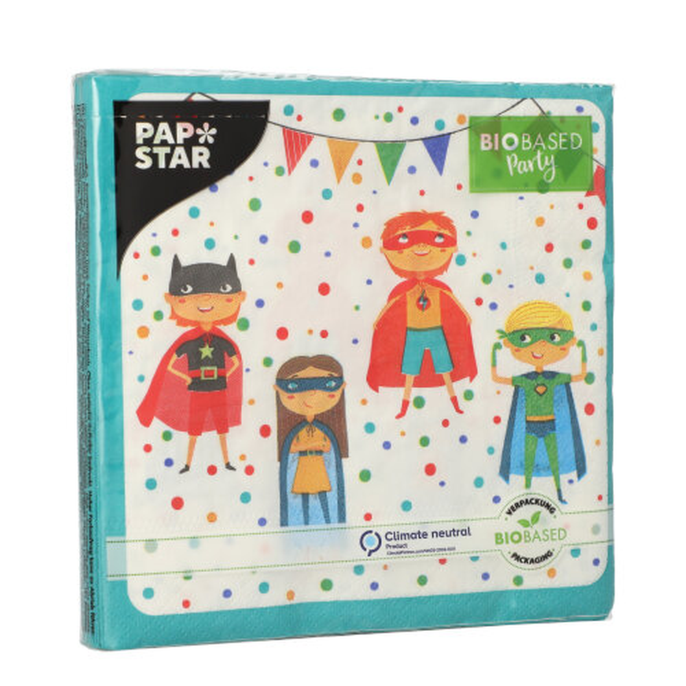 Papstar Servietten, 3-lagig 1/4-Falz 33 cm x 33 cm "Superhero"