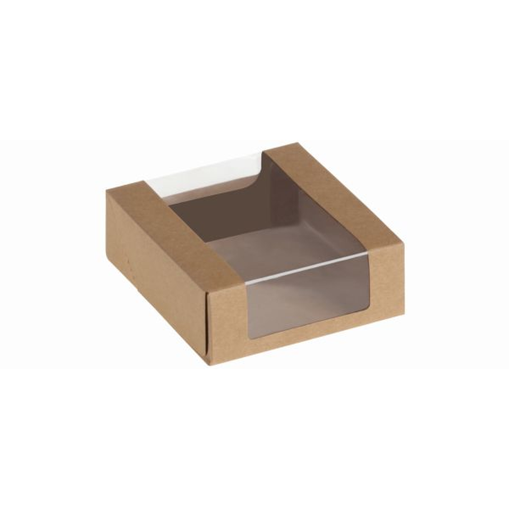 Pacovis Food Box mit Sichtfenster, Kraft/PLA, 110x110x40 mm