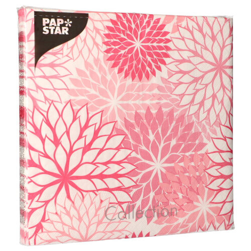 Papstar Servietten, 3-lagig 1/4-Falz 40 cm x 40 cm rose "Floralies"