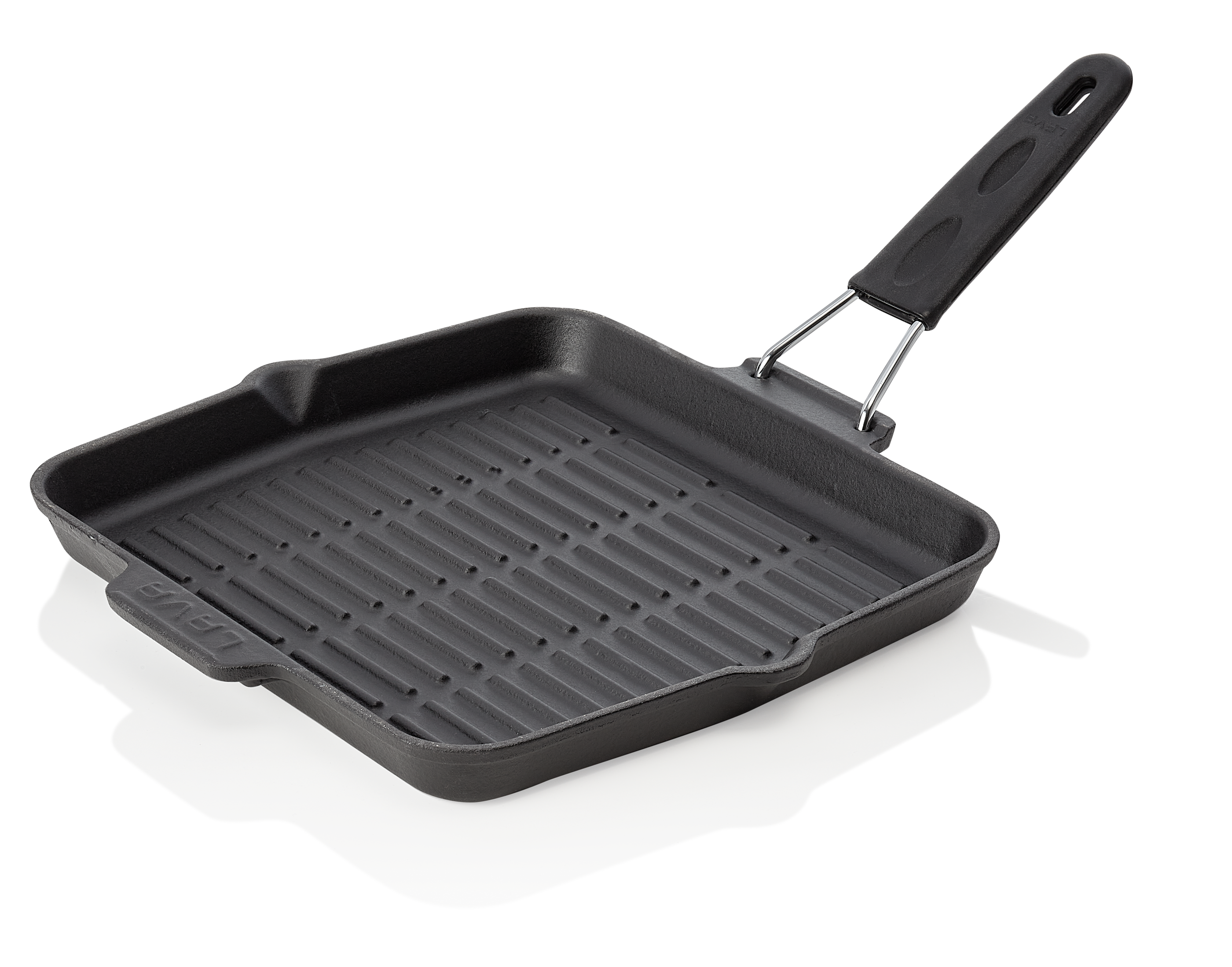 WAS Grillpfanne Stiel 19 cm 24 x 24 x 2 cm Edelstahl/Silikon/Gusseisen