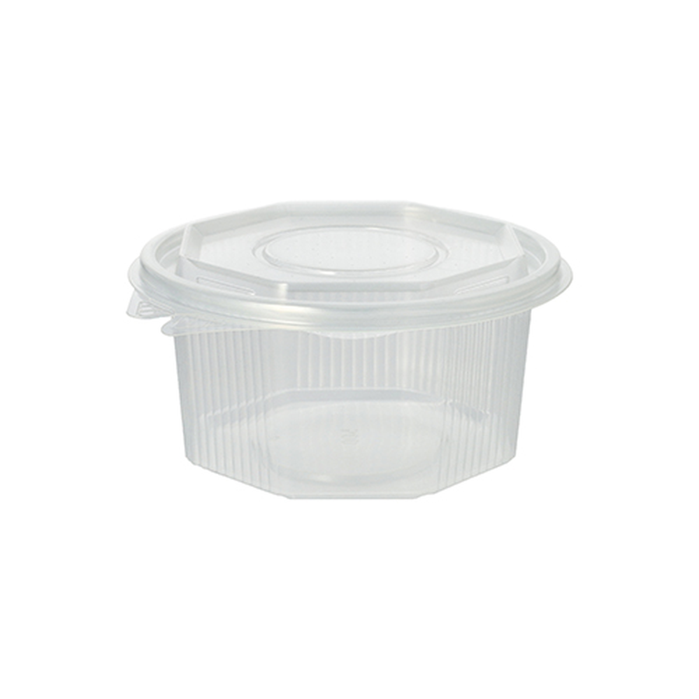 PAPSTAR Verpackungsbecher mit Klappdeckeln, PP 8-eckig 500 ml 5,6 cm x 11 cm