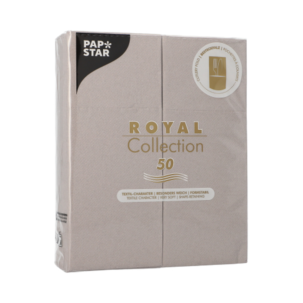 Papstar Servietten "ROYAL Collection" 40 cm x 30 cm grau mit Besteckfalz