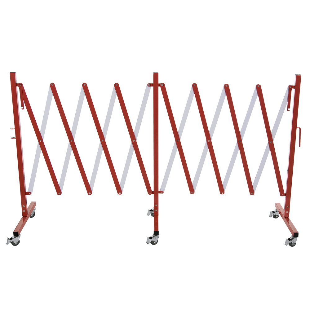 WAS Mobile Scherensperre mit 6 Rollen, 400 x 100 cm, rot/weiß, Aluminium
