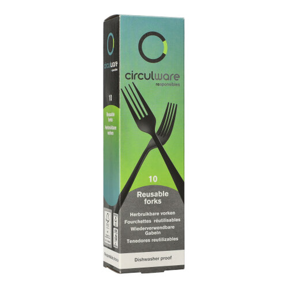 Papstar "Circulware" Mehrweg-Gabeln PP-MF 19 cm schwarz "Gaia" extra stabil