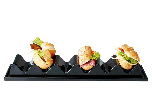 APS Snackpresenter - 3 Mulden 29 x 19 cm, H: 6,5 cm , Polystyrol, schwarz