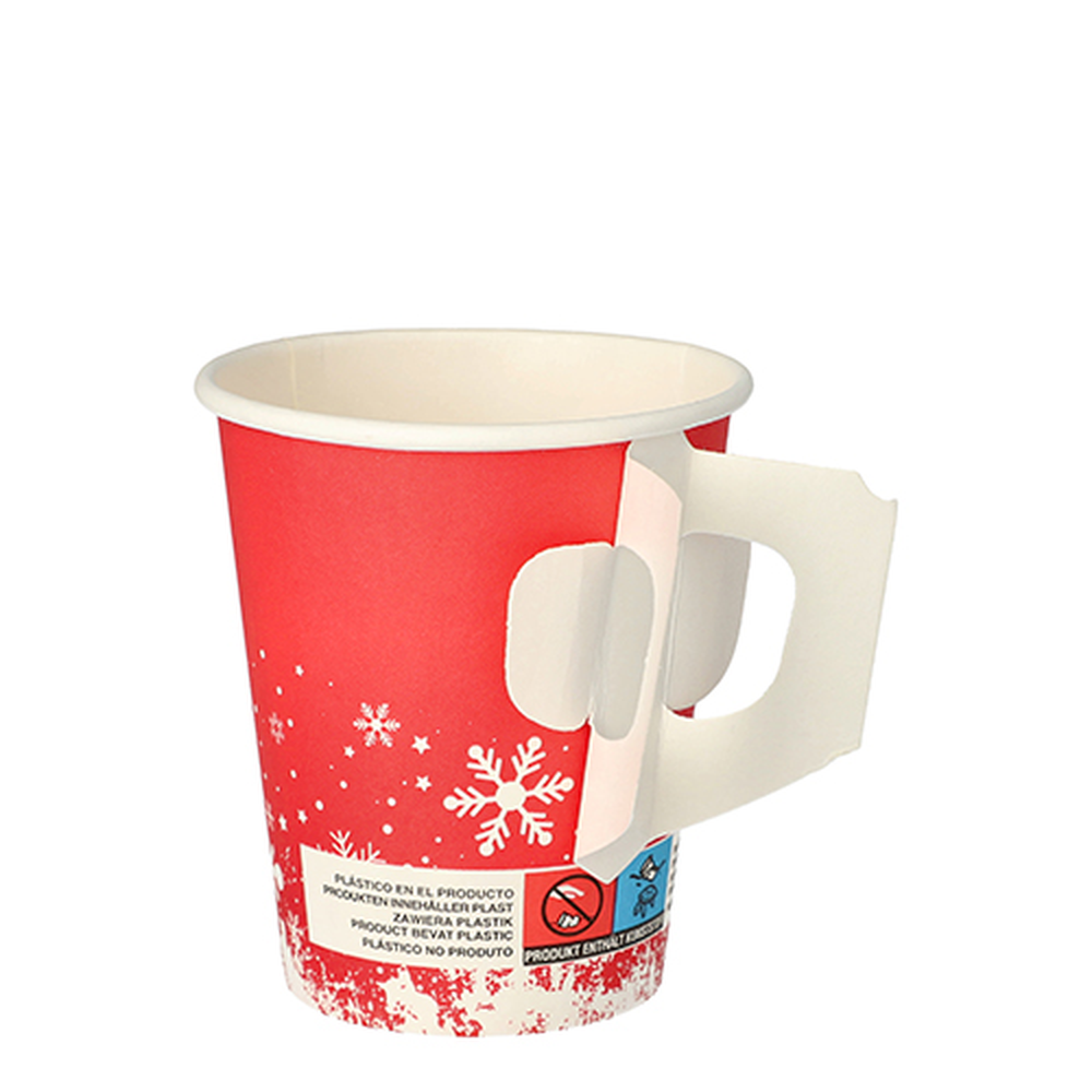Papstar Trinkbecher mit Henkel, Pappe 0,2 l Ø 8 cm · 9,3 cm "Winter Time"
