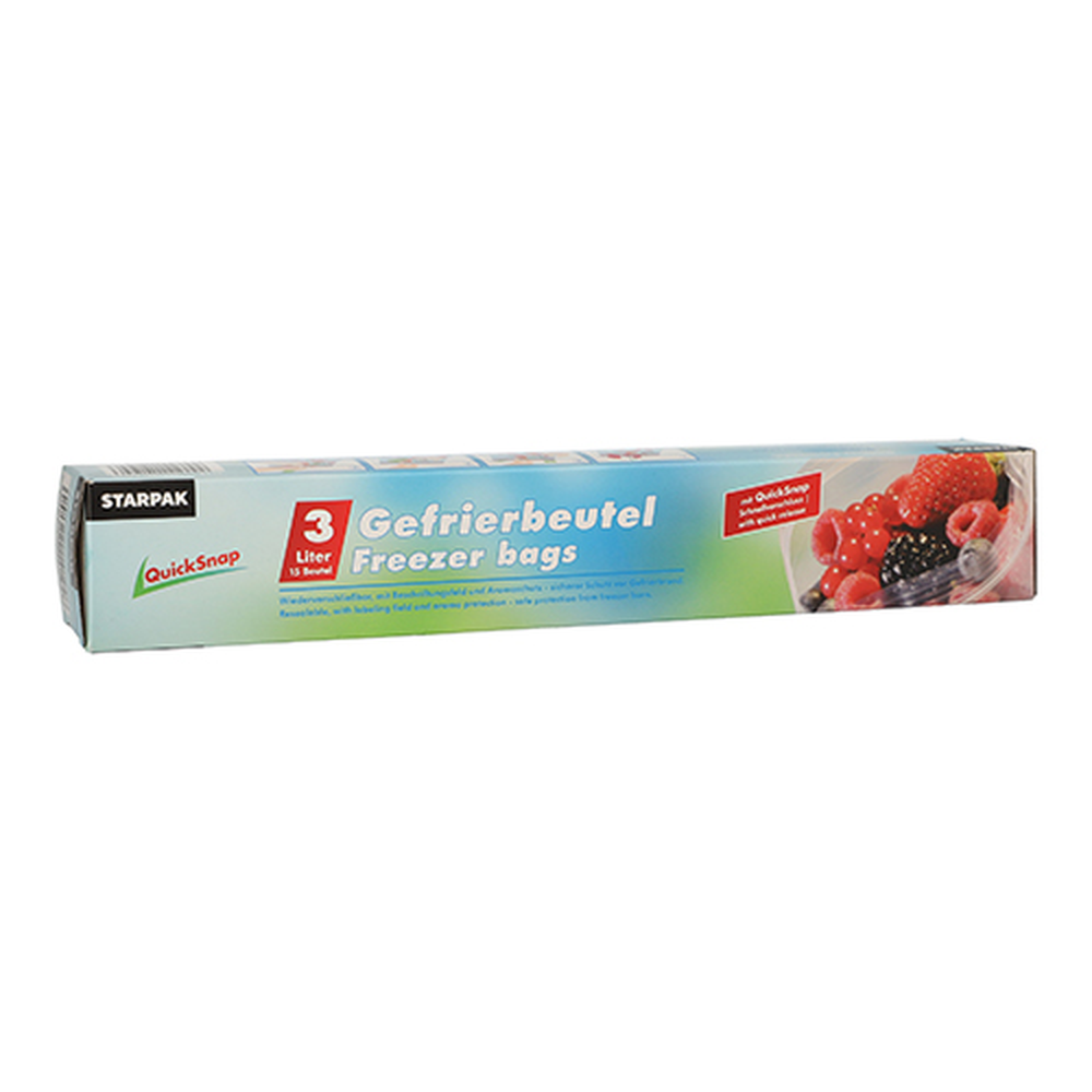 Papstar QuickSnap Gefrierbeutel 3 l 28 cm x 27 cm transparent in Faltschachtel